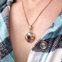 Load image into Gallery viewer, Vintage 9ct Gold Multi-Gem Pendant modelled with chain

