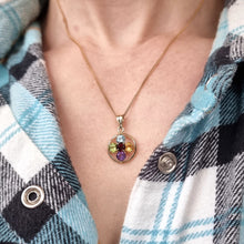 Load image into Gallery viewer, Vintage 9ct Gold Multi-Gem Pendant modelled with chain
