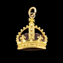 Load image into Gallery viewer, Antique/Vintage 9ct Yellow Gold Enamel Crown Pendant front
