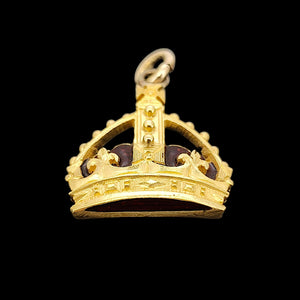 Antique/Vintage 9ct Yellow Gold Enamel Crown Pendant front