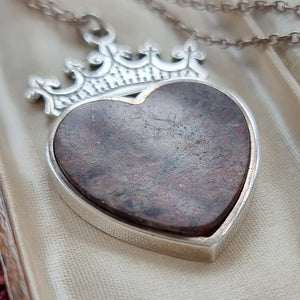 Vintage Sterling Silver Luckenbooth Heart Pendant with Chain detail