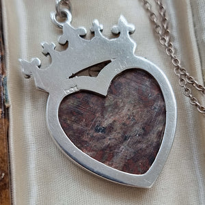 Vintage Sterling Silver Luckenbooth Heart Pendant with Chain back