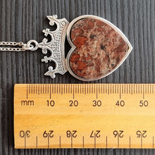 Load image into Gallery viewer, Vintage Sterling Silver Luckenbooth Heart Pendant with Chain next to ruler
