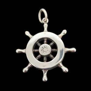 Victorian Silver Scottish Agate Ship's Wheel Pendant back