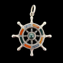 Load image into Gallery viewer, Victorian Silver Scottish Agate Ship&#39;s Wheel Pendant front
