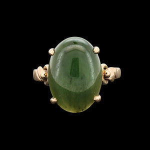 Vintage 14k Gold Nephrite Jade Solitaire Ring