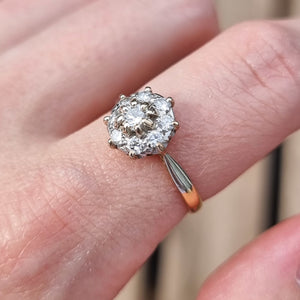 Vintage 18ct Gold & Platinum Diamond Cluster Ring, 0.40ct modelled
