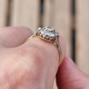 Vintage 18ct Gold & Platinum Diamond Cluster Ring, 0.40ct modelled