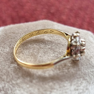 Vintage 18ct Gold & Platinum Diamond Cluster Ring, 0.40ct inscription