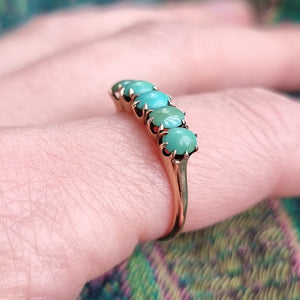 Antique/Vintage 14ct Rose Gold Turquoise Five Stone Ring modelled