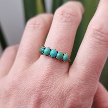 Load image into Gallery viewer, Antique/Vintage 14ct Rose Gold Turquoise Five Stone Ring modelled
