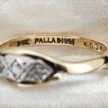 Load image into Gallery viewer, 9CT and PALLADIUM stamps inside a gold ring shank

