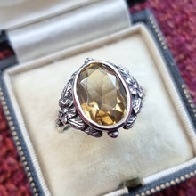 Load image into Gallery viewer, Vintage Silver Citrine Floral Ring in box
