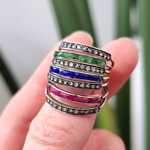 Antique/Vintage Gold, Silver and Paste Multi-Band Ring