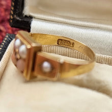 Load image into Gallery viewer, Victorian 18ct Gold Diamond, Coral and Pearl Ring stamp
