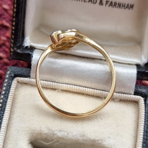 Antique 18ct Gold & Platinum Diamond Crossover Ring in box