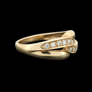 Vintage 9ct Yellow Gold Brilliant Cut Diamond Crossover Ring
