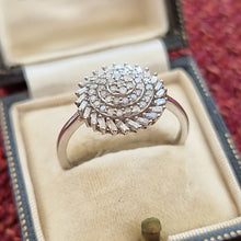 Load image into Gallery viewer, 9ct White Gold Diamond Swirl Cluster Ring, 0.64ct in box
