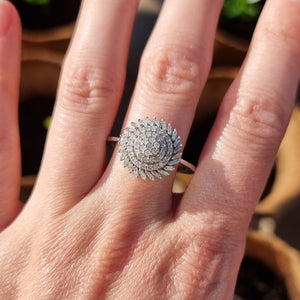 9ct White Gold Diamond Swirl Cluster Ring, 0.64ct modelled
