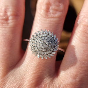 9ct White Gold Diamond Swirl Cluster Ring, 0.64ct modelled