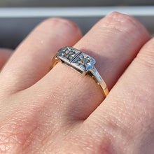 Load image into Gallery viewer, Antique 18ct Gold &amp; Platinum Two Stone Diamond Ring modelled
