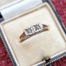 Load image into Gallery viewer, Antique 18ct Gold &amp; Platinum Two Stone Diamond Ring in box

