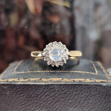 Load image into Gallery viewer, Vintage 18ct Gold Moonstone and Diamond Cluster Ring front
