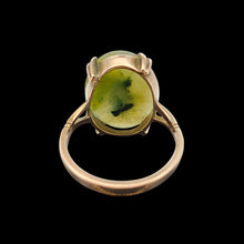 Load image into Gallery viewer, Vintage 9ct Rose Gold Nephrite Jade Statement Ring shown from behind, on a black background
