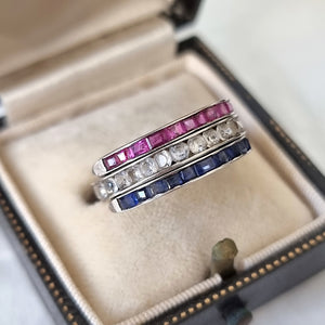 Art Deco Silver Night and Day Paste Ring in box