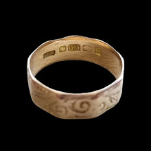 Load image into Gallery viewer, Victorian 9ct Gold Shaped Wedding Band | Hallmarked Birmingham 1886 inside band
