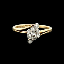 Load image into Gallery viewer, Art Deco 18ct Gold and Platinum Diamond Cluster Crossover Ring

