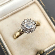 Load image into Gallery viewer, Vintage 18ct Gold Moonstone and Diamond Cluster Ring
