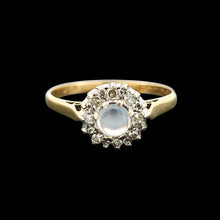 Load image into Gallery viewer, Vintage 18ct Gold Moonstone and Diamond Cluster Ring
