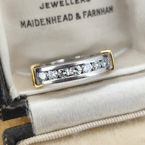 Vintage Platinum and Gold 0.35ct Half Eternity Ring in box