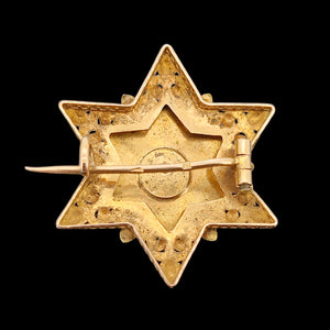 Victorian French 18ct Gold Seed Pearl Star Brooch