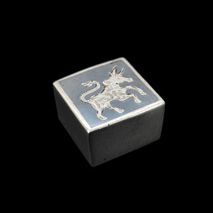 Vintage Siam Sterling Silver and Niello Enamel Taurus Zodiac Charm