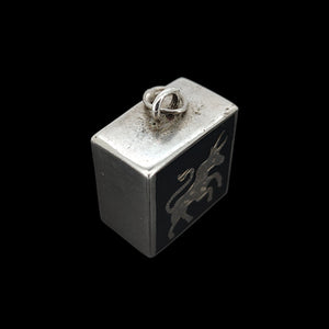 Vintage Siam Sterling Silver and Niello Enamel Taurus Zodiac Charm