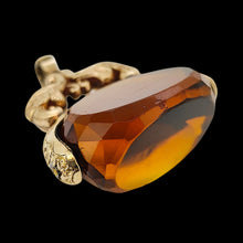 Load image into Gallery viewer, Large Antique 9ct Gold Cased Orange Glass Spinner Fob close-up of glass
