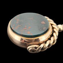 Load image into Gallery viewer, Antique 9ct Rose Gold Bloodstone &amp; Carnelian Round Swivel Fob side view
