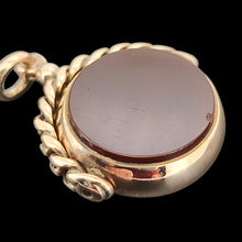 Load image into Gallery viewer, Antique 9ct Rose Gold Bloodstone &amp; Carnelian Round Swivel Fob carnelian side
