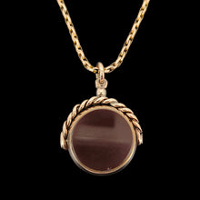 Load image into Gallery viewer, Antique 9ct Rose Gold Bloodstone &amp; Carnelian Round Swivel Fob with chain
