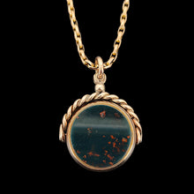 Load image into Gallery viewer, Antique 9ct Rose Gold Bloodstone &amp; Carnelian Round Swivel Fob with chain
