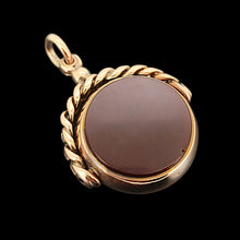 Load image into Gallery viewer, Antique 9ct Rose Gold Bloodstone &amp; Carnelian Round Swivel Fob carnelian side
