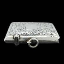 Load image into Gallery viewer, A silver rectangular engraved vesta case with a shield cartouche

