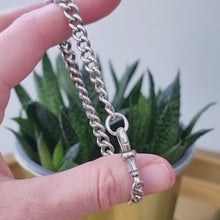 Load and play video in Gallery viewer, Antique Sterling Silver Graduated Curb Bracelet with Lobster Clasp

