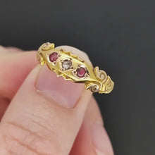 Load and play video in Gallery viewer, Edwardian 15ct Gold Ruby and Diamond Ring | Hallmarked Chester 1902
