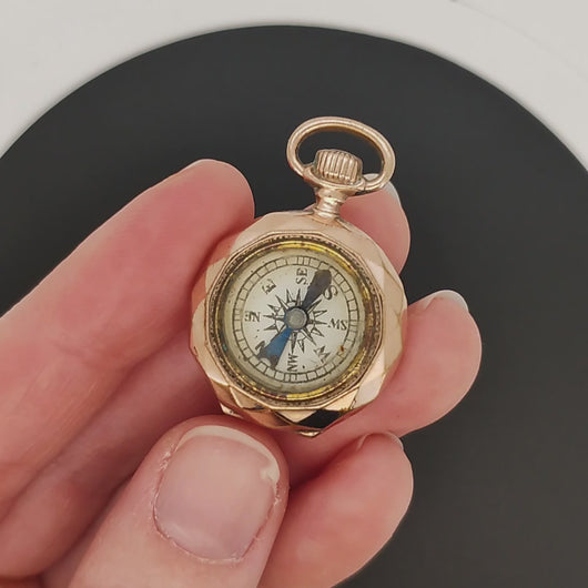 Antique Novelty Rolled Gold Pocket Watch Compass Pendant video