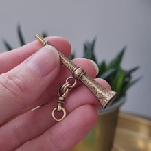 Load and play video in Gallery viewer, Antique 18ct Gold Pocket Watch Key Fob with 18ct Gold Dog Clip

