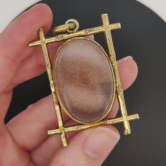 Large Antique Goldstone and Rock Crystal Locket video