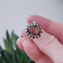 Load and play video in Gallery viewer, Vintage Sterling Silver Smokey Quartz Twist Ring
